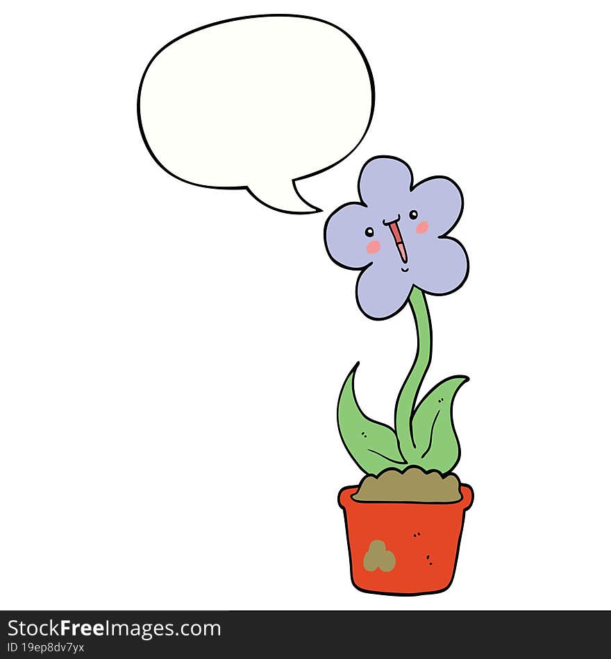 Cute Cartoon Flower And Speech Bubble