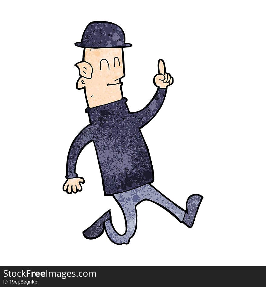 cartoon man wearing bowler hat