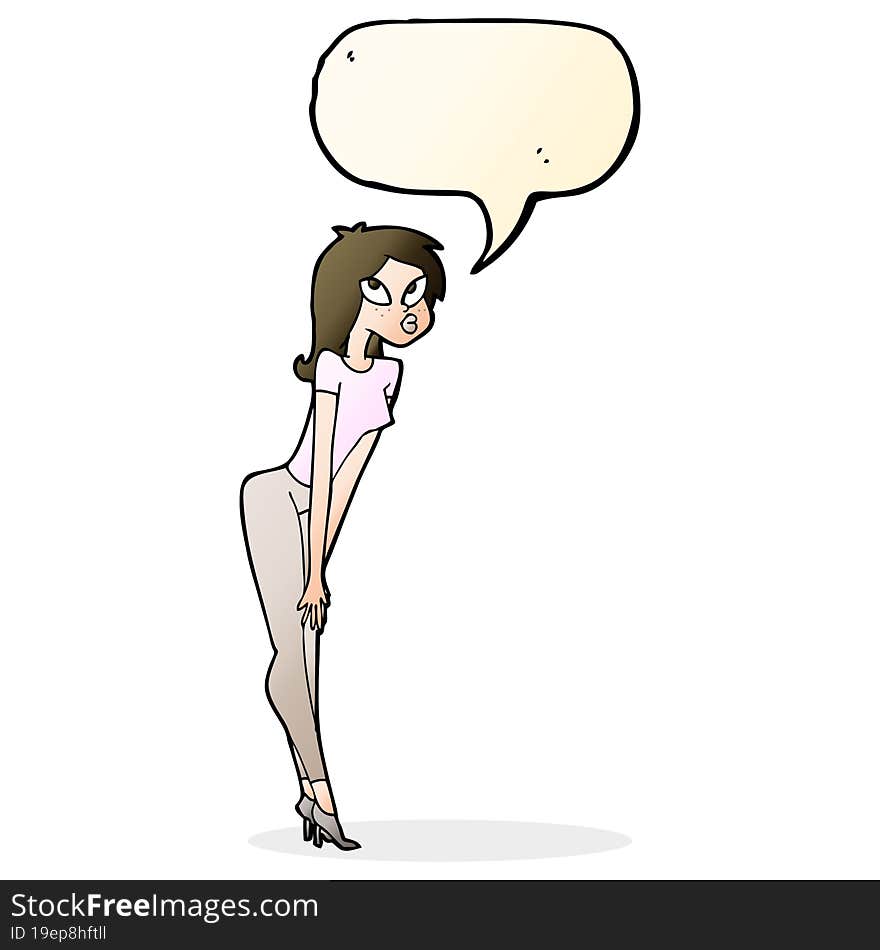 cartoon attractive girl with speech bubble