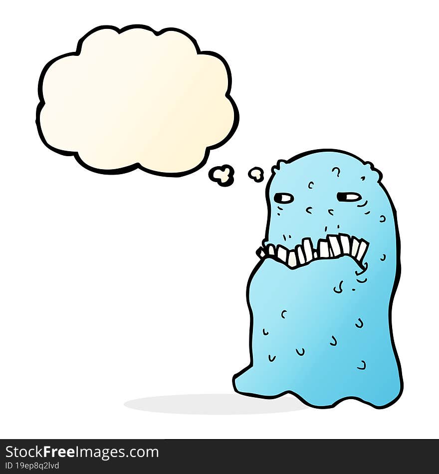 cartoon gross ghost with thought bubble