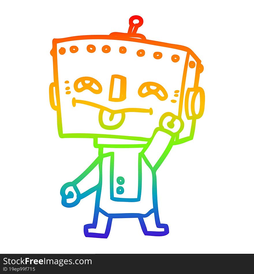 rainbow gradient line drawing cartoon robot