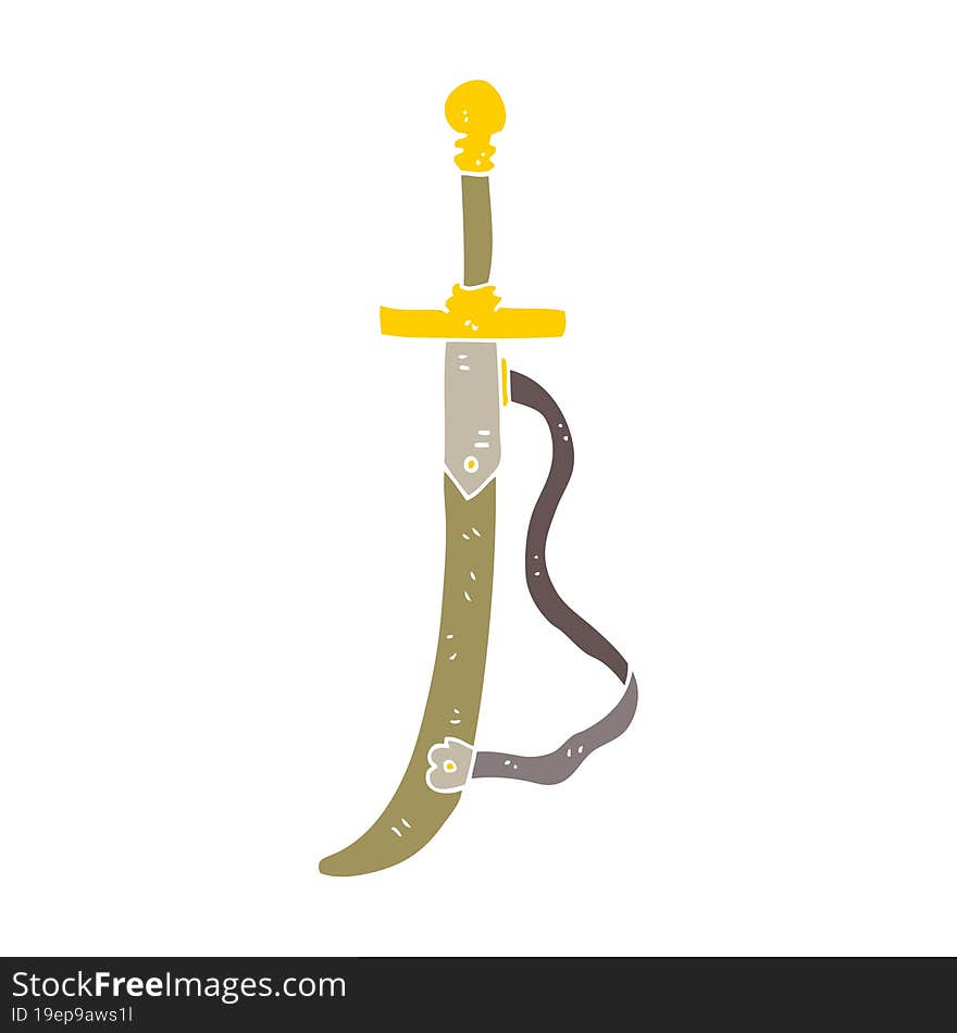 flat color illustration of a cartoon sword