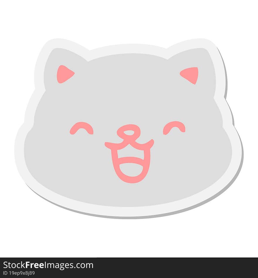 cat face sticking out tongue sticker