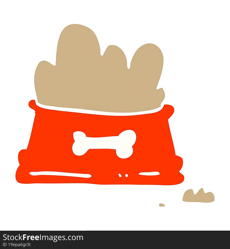 flat color illustration cartoon dog food bowl