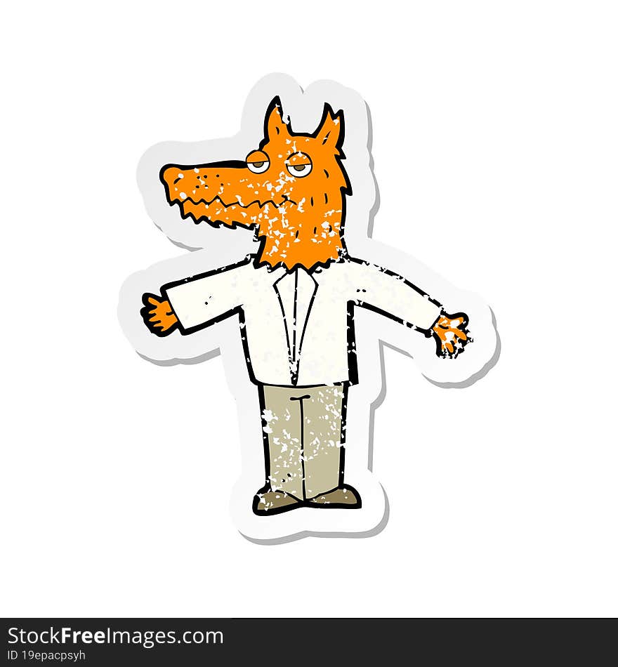 retro distressed sticker of a cartoon wolf