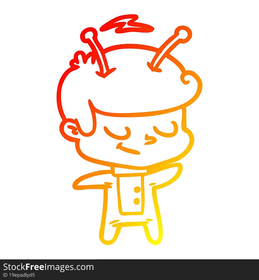 Warm Gradient Line Drawing Friendly Cartoon Spaceman