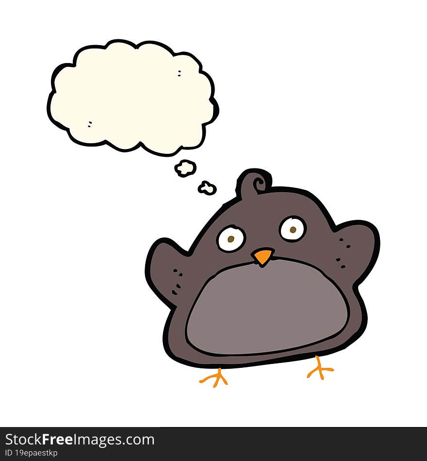 cartoon bird with thought bubble