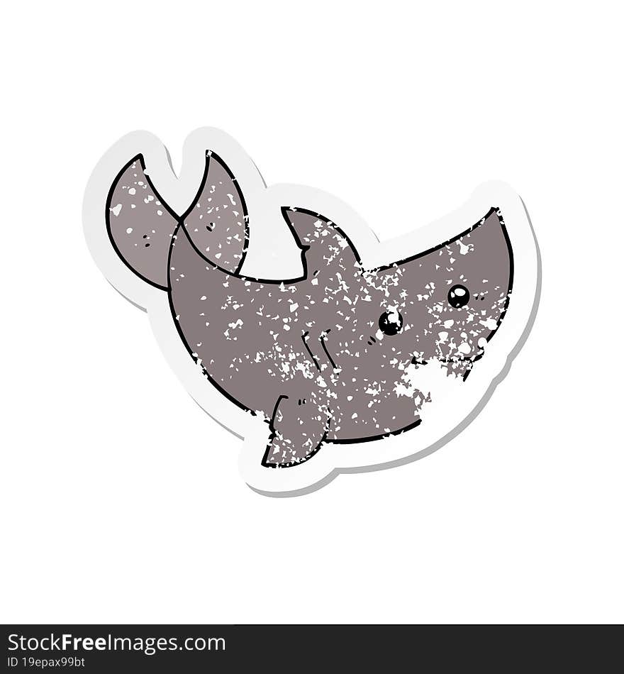 distressed sticker of a cartoon shark