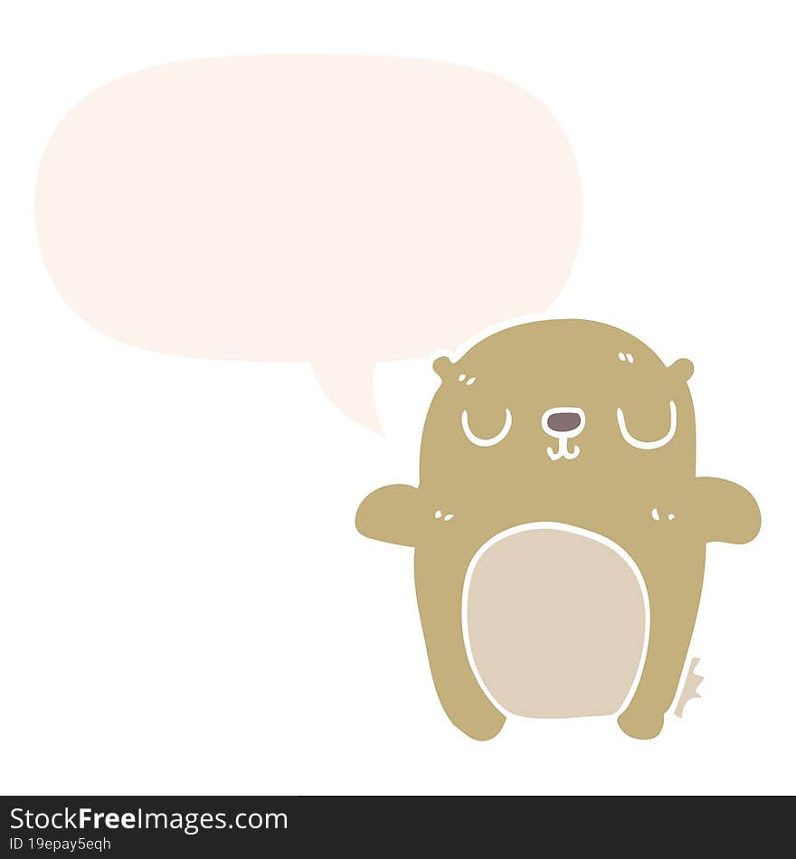 cartoon bear with speech bubble in retro style