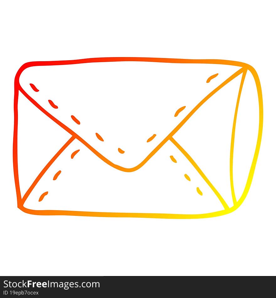 warm gradient line drawing of a cartoon envelope