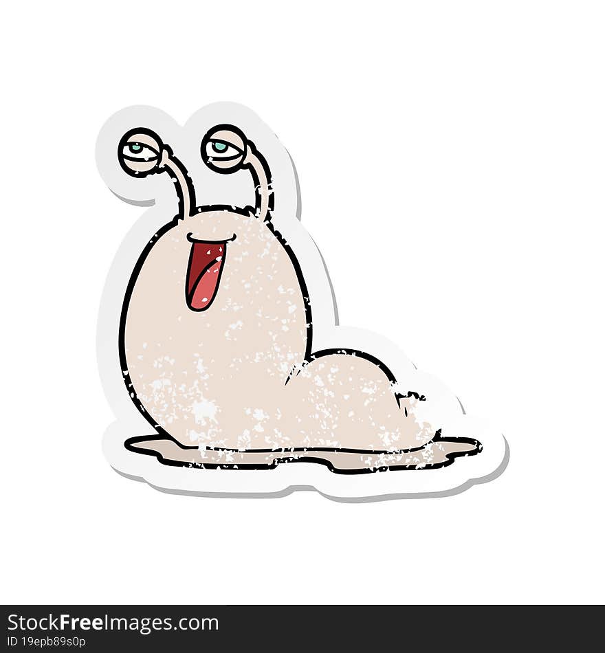 Distressed Sticker Of A Gross Cartoon Slug