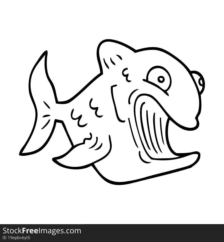 funny line drawing cartoon fish