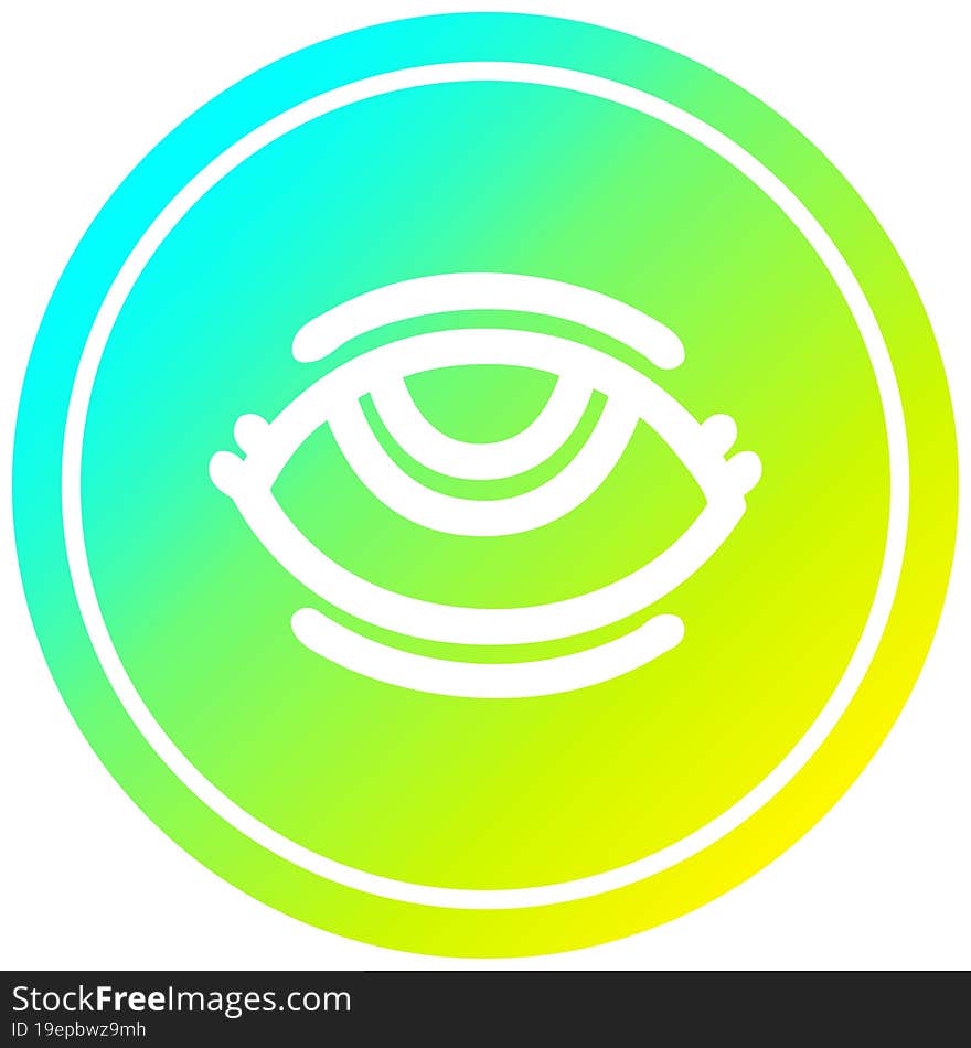 eye symbol circular in cold gradient spectrum