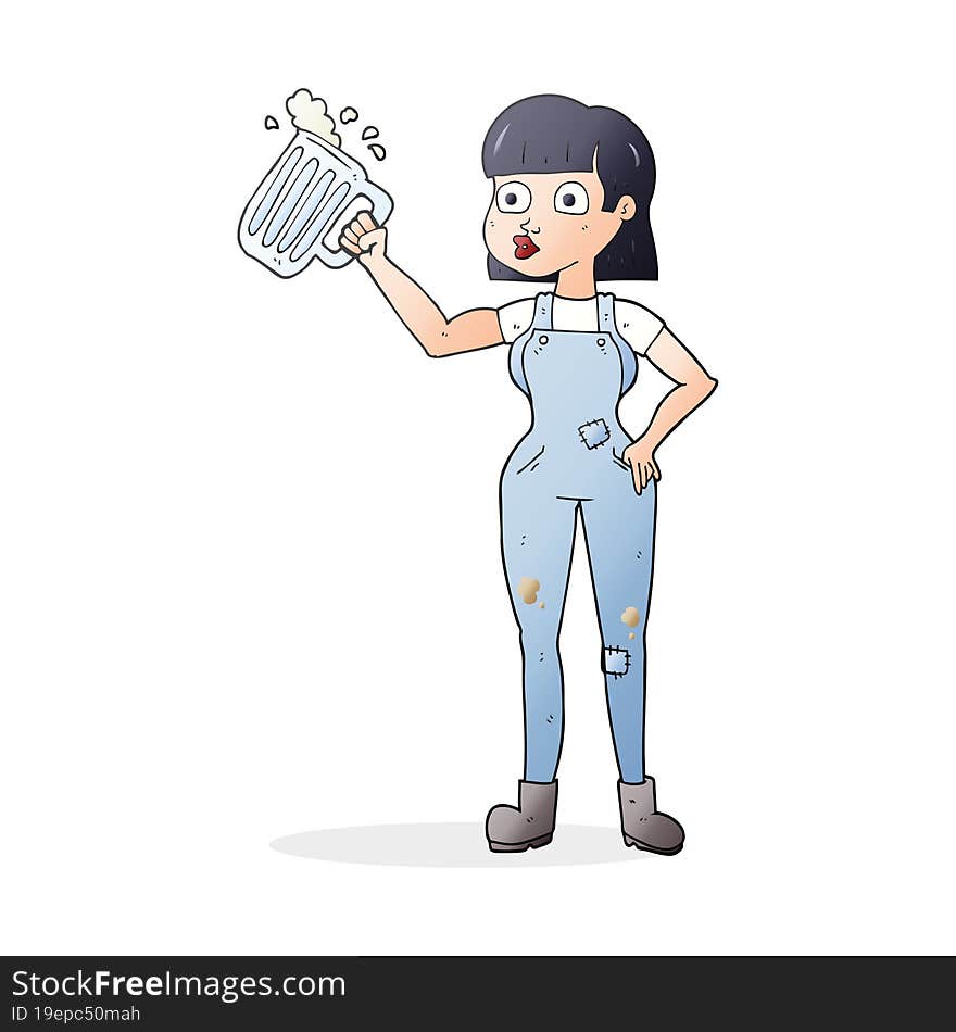 cartoon woman with beer