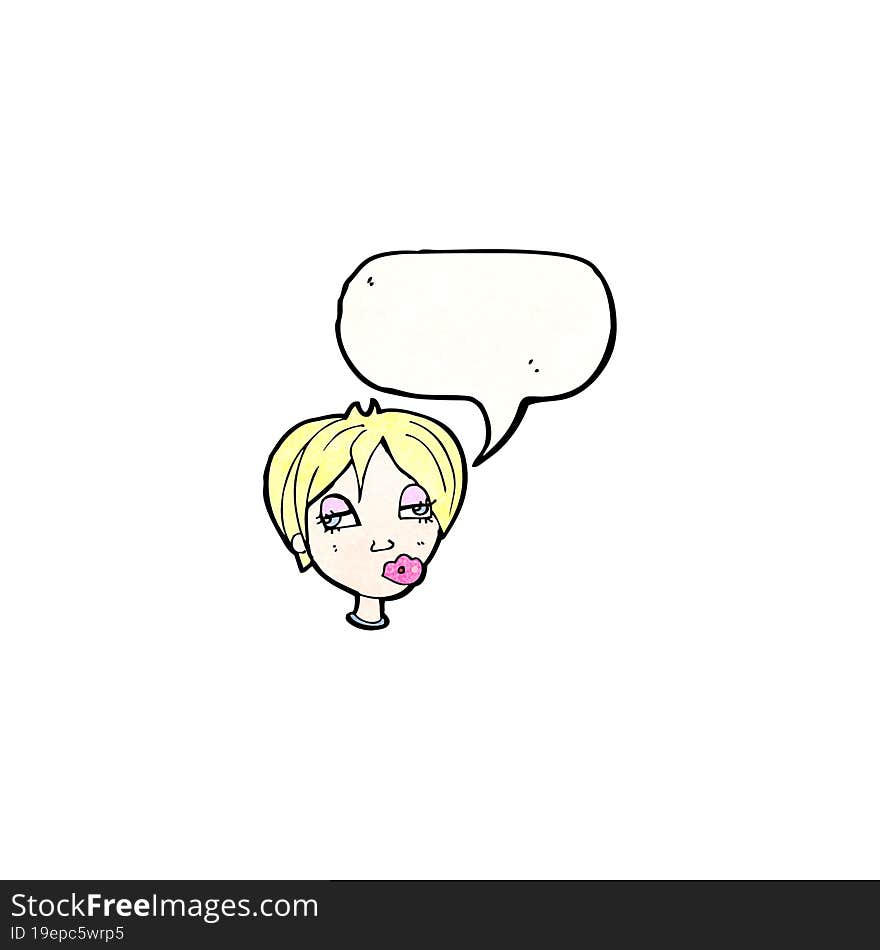 cartoon woman with speech bubble