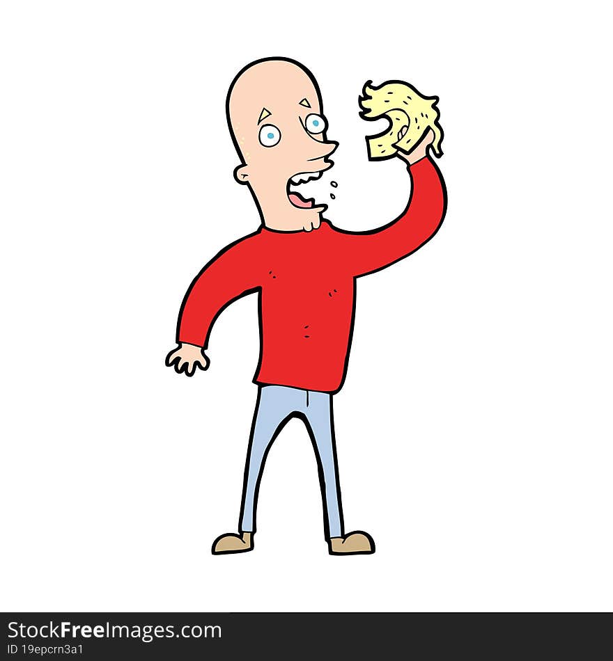 cartoon bald man with wig