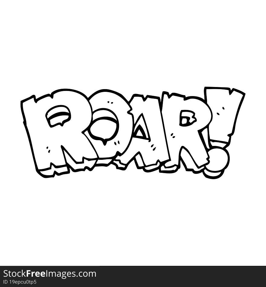 line drawing cartoon roar text