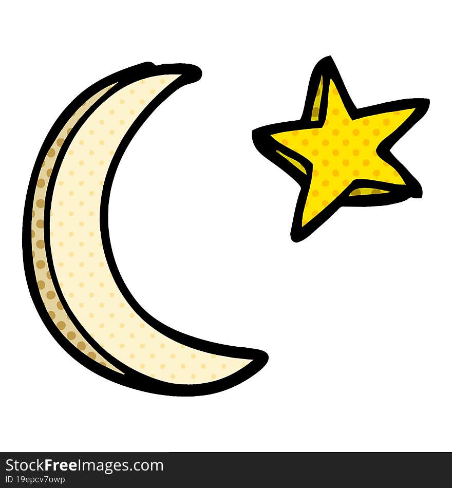 cartoon doodle moon and star shape