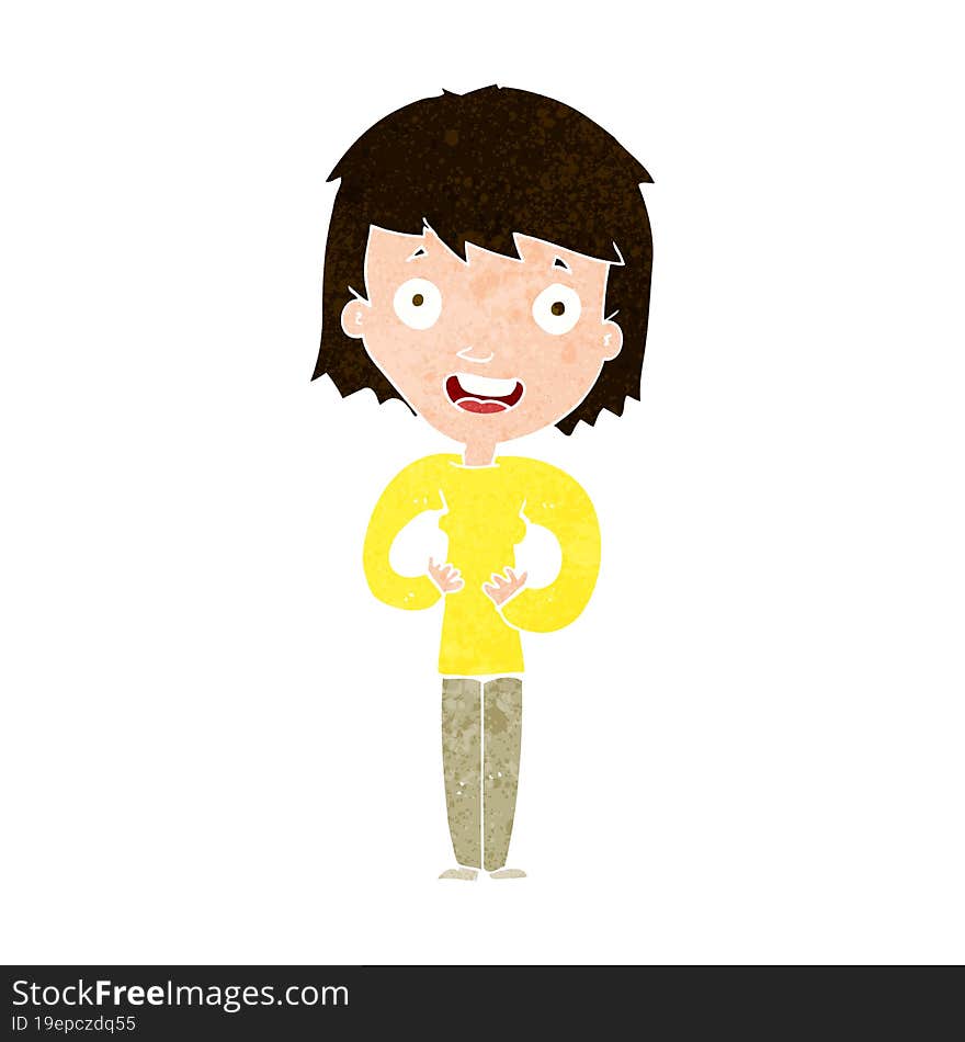 cartoon happy woman