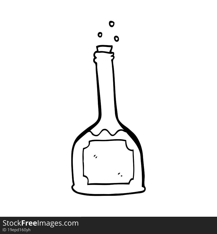 line drawing cartoon bottle of red wine