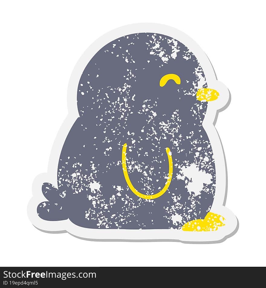 cute little penguin grunge sticker