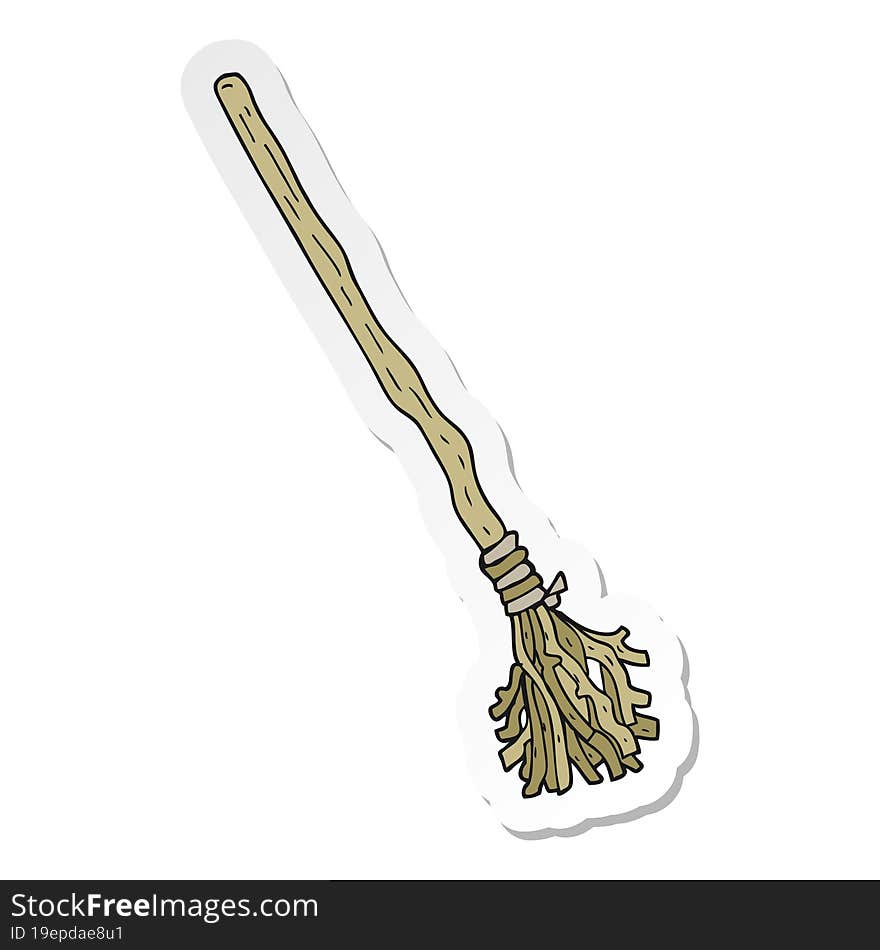 Sticker Of A Cartoon Witchs Broom