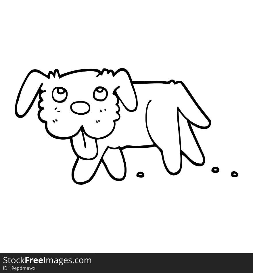 Black And White Cartoon Happy Dog