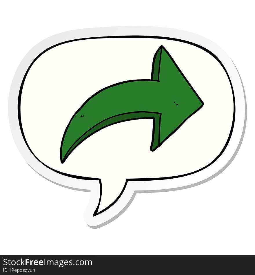 cartoon pointing arrow and speech bubble sticker