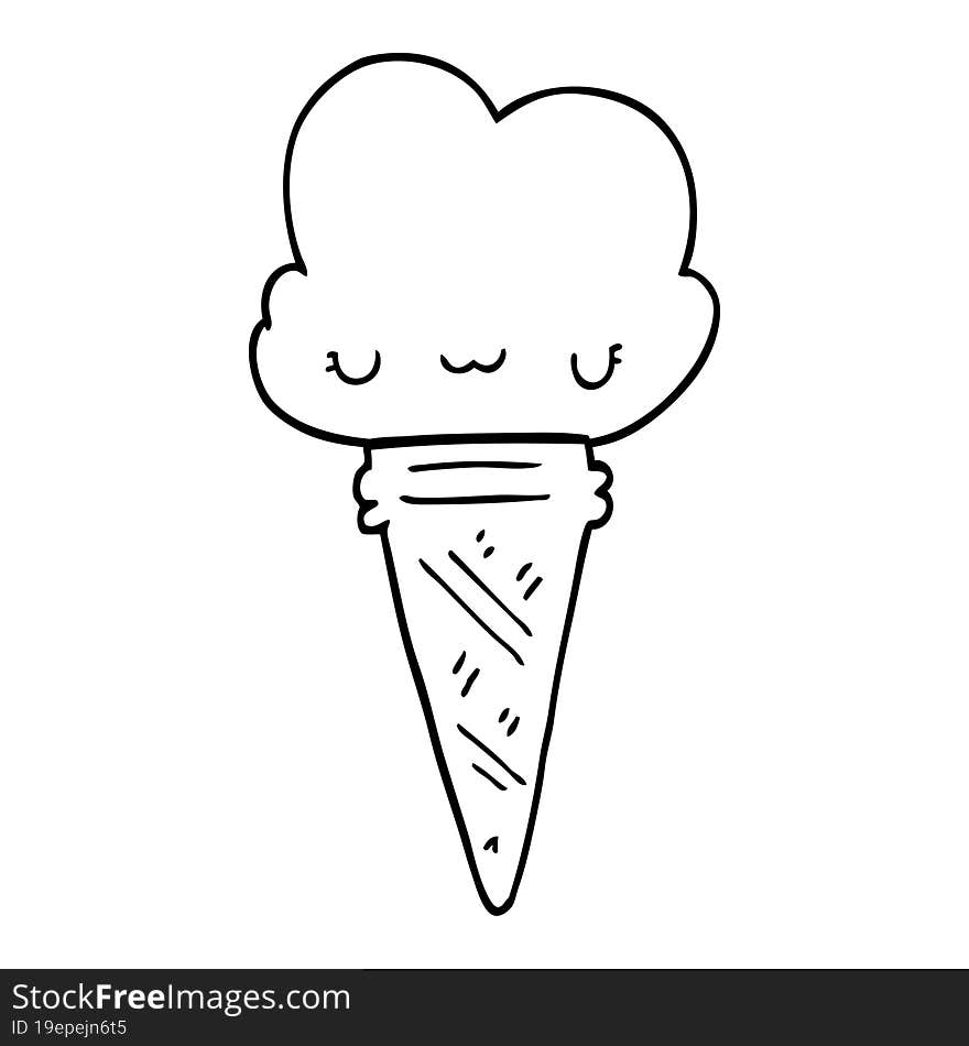 cartoon ice cream with face