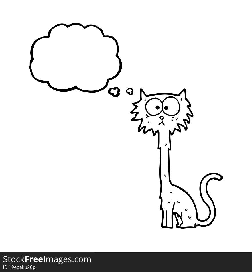 freehand drawn thought bubble cartoon cat