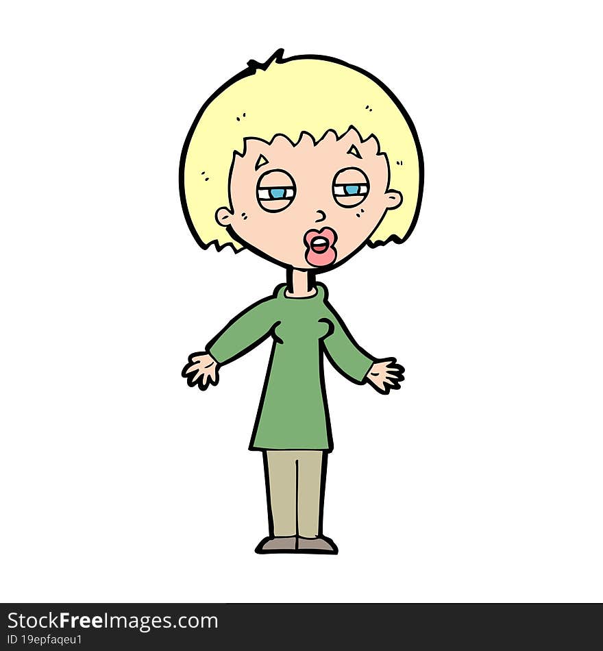 cartoon tired woman