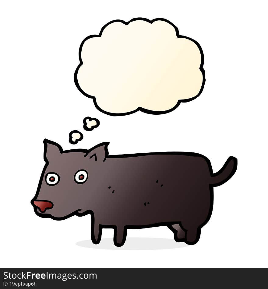 Cartoon Little Dog With Thought Bubble