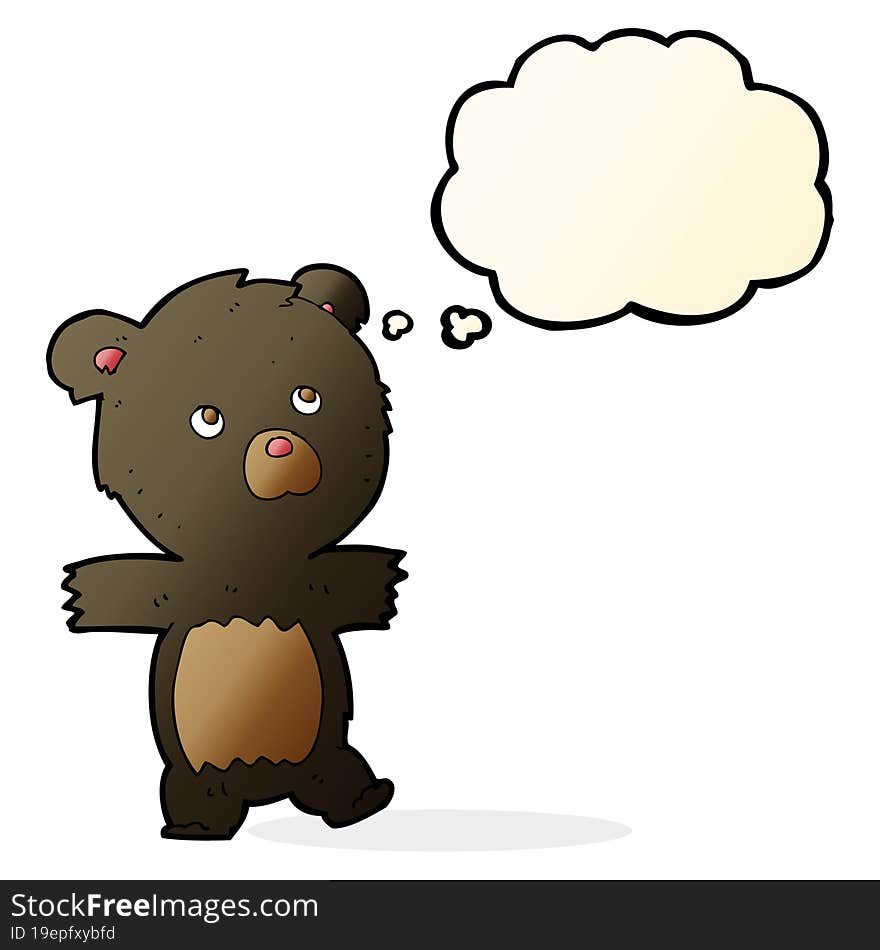 cartoon cute black bear with thought bubble