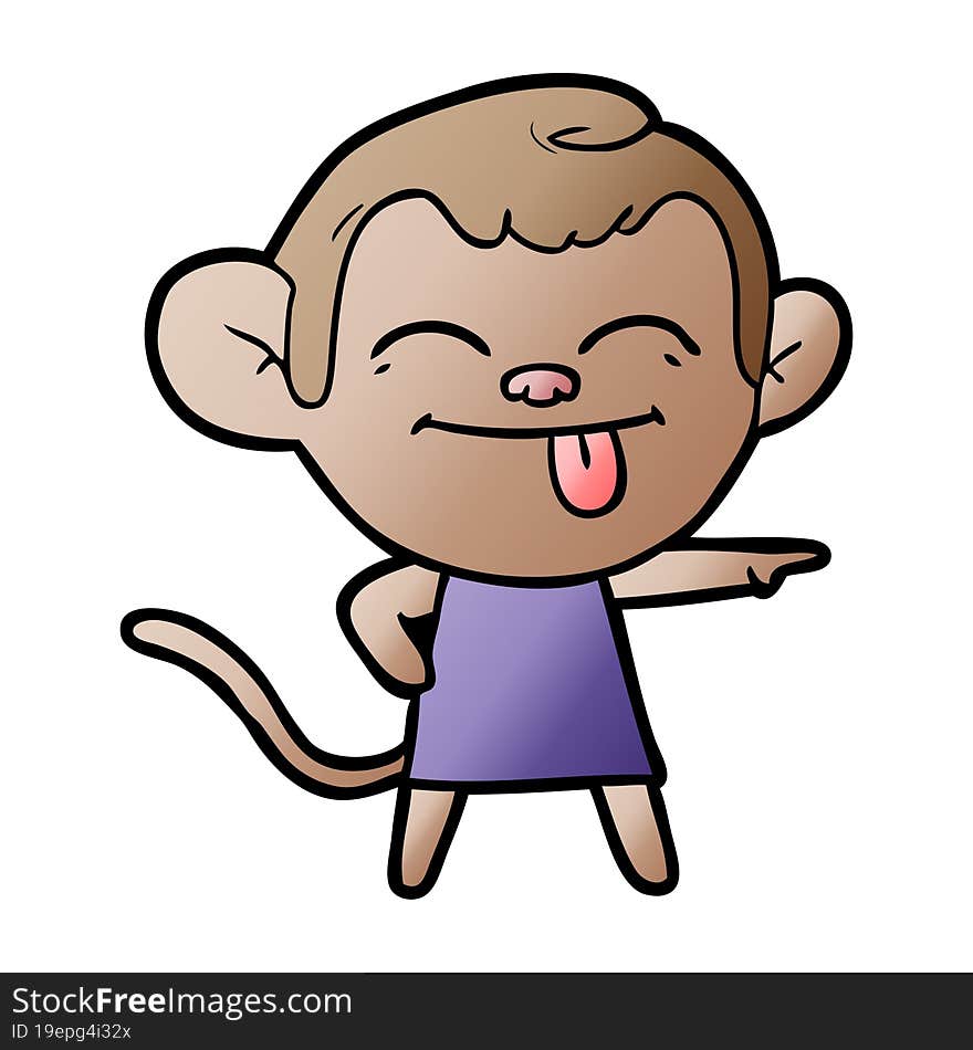 funny cartoon monkey pointing. funny cartoon monkey pointing