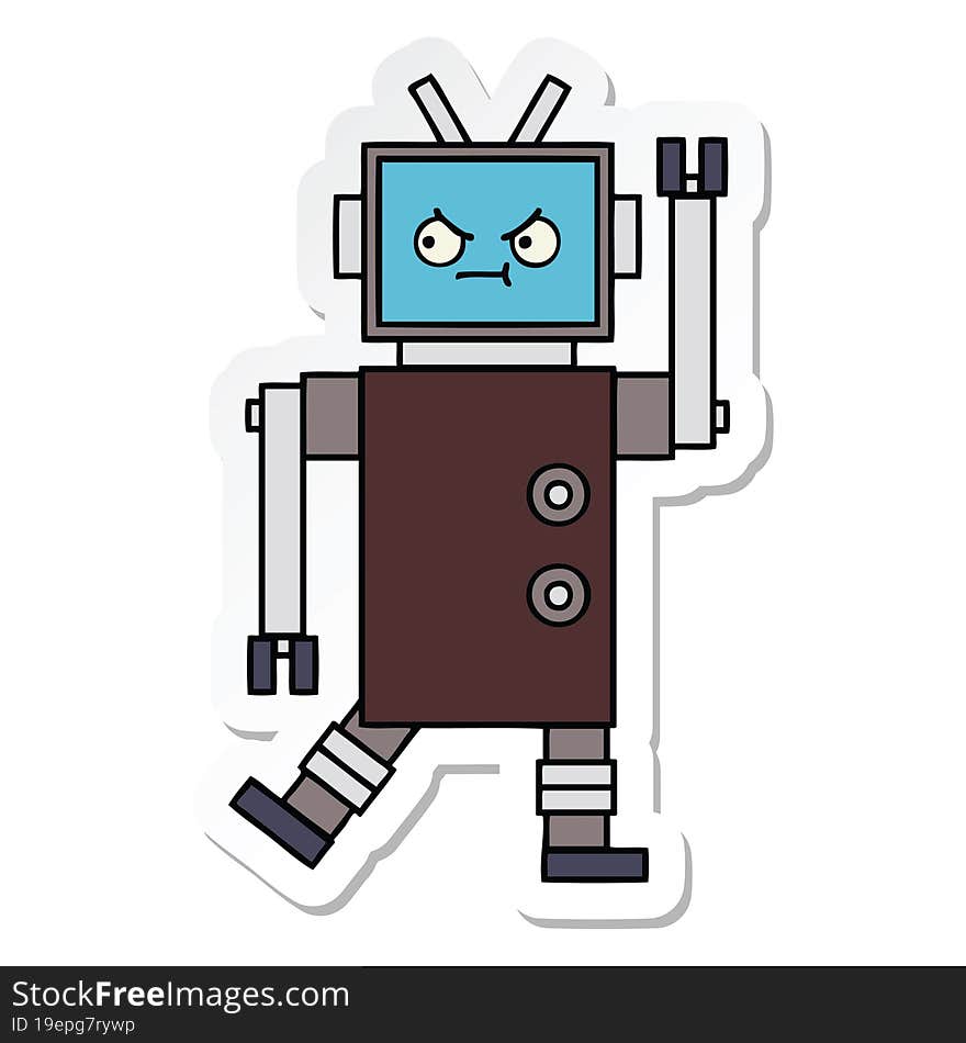 sticker of a cute cartoon robot