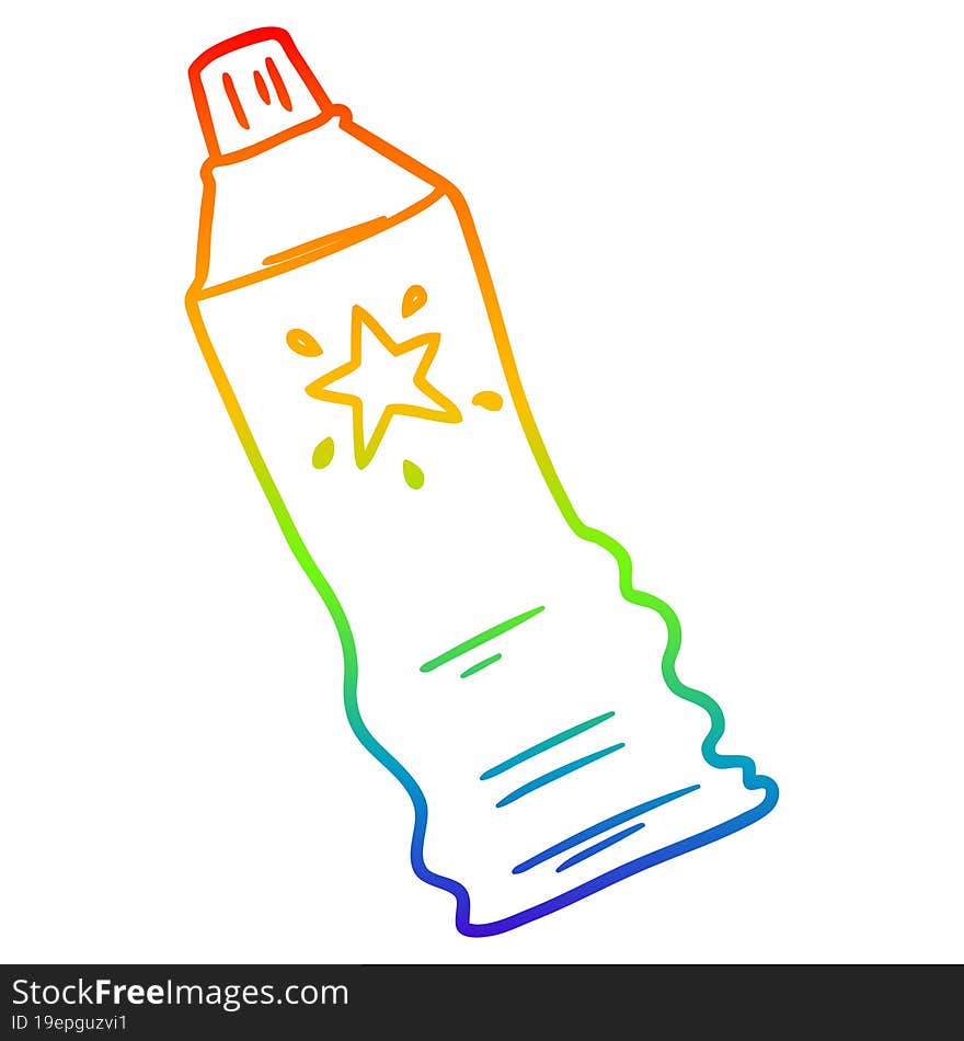 rainbow gradient line drawing cartoon tube of sunscreen lotion