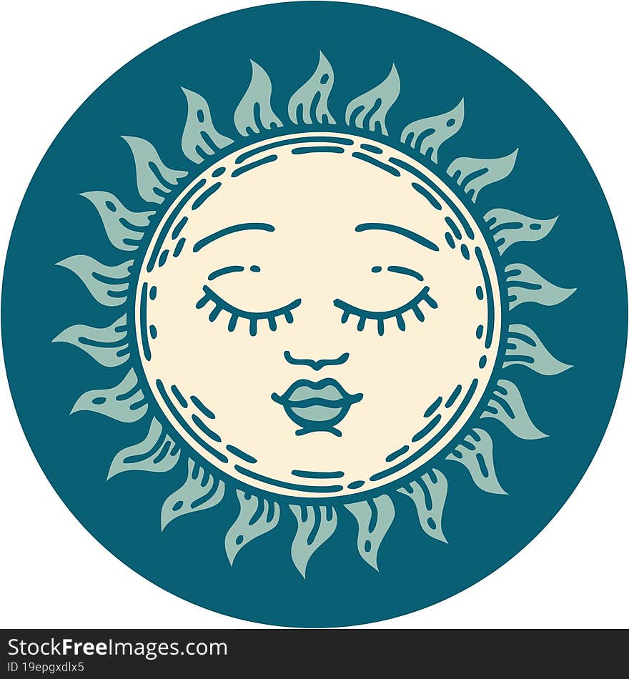 tattoo style icon of a sun