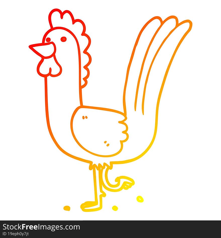 warm gradient line drawing of a cartoon rooster