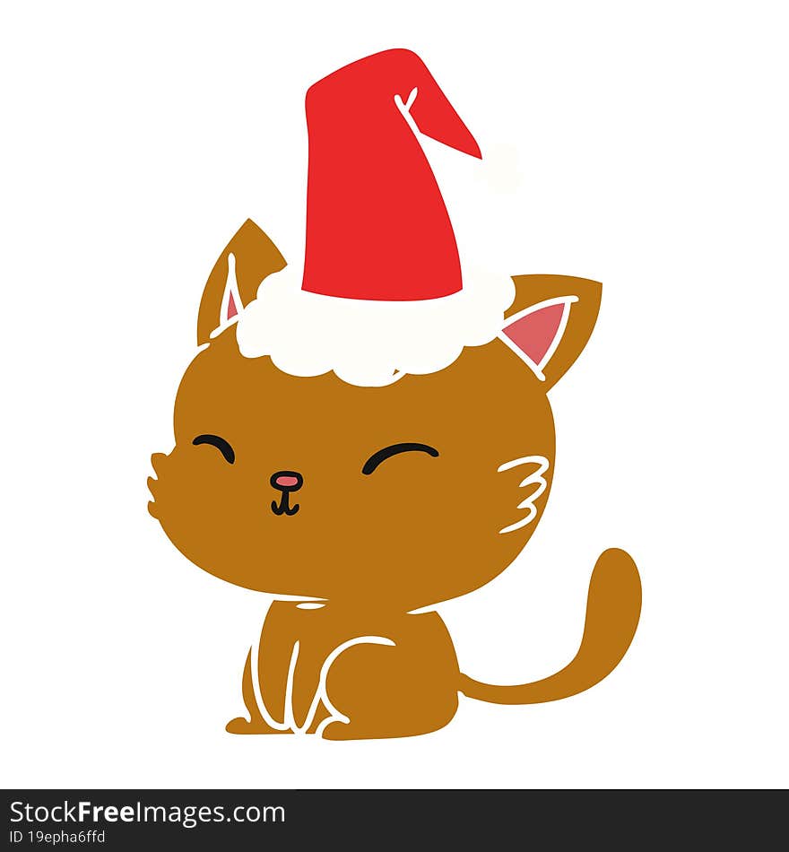 hand drawn christmas cartoon of kawaii cat