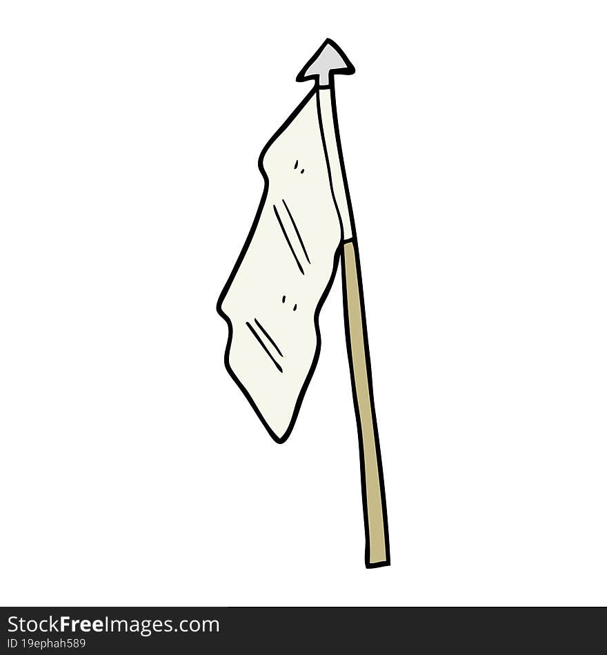 hand drawn doodle style cartoon white flag