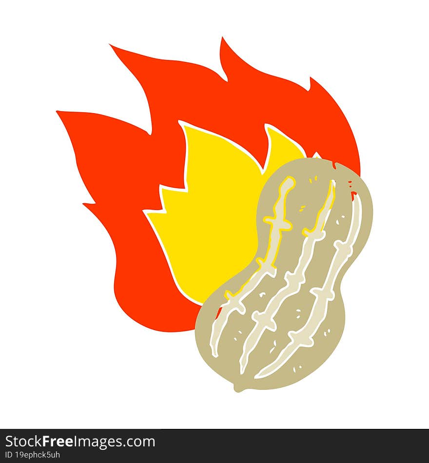 flat color illustration of a cartoon cooking peanut