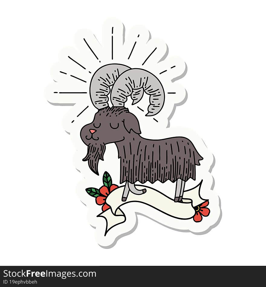 sticker of a tattoo style happy goat