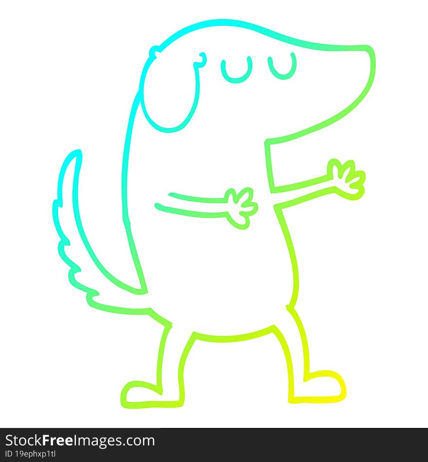 cold gradient line drawing cartoon happy dog