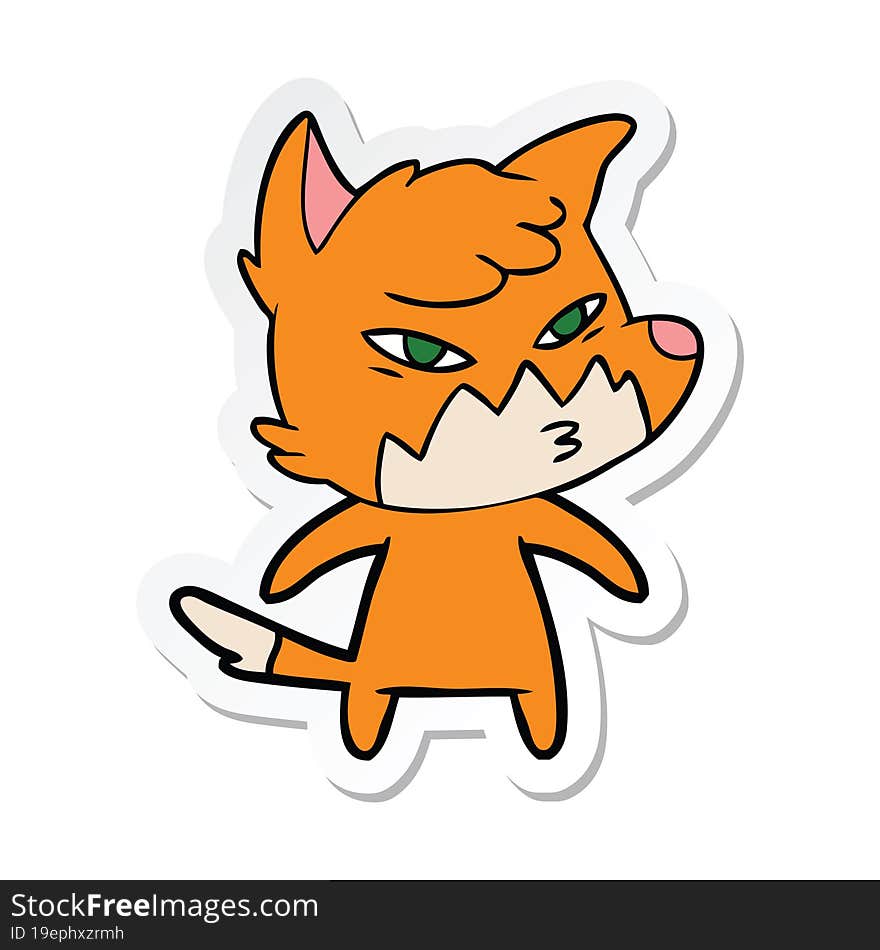 Sticker Of A Clever Cartoon Fox