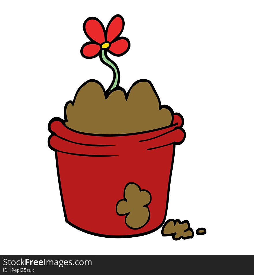 cartoon doodle flower pot