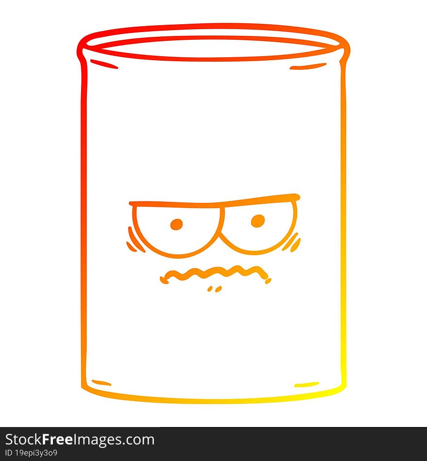 warm gradient line drawing of a cartoon oil drum