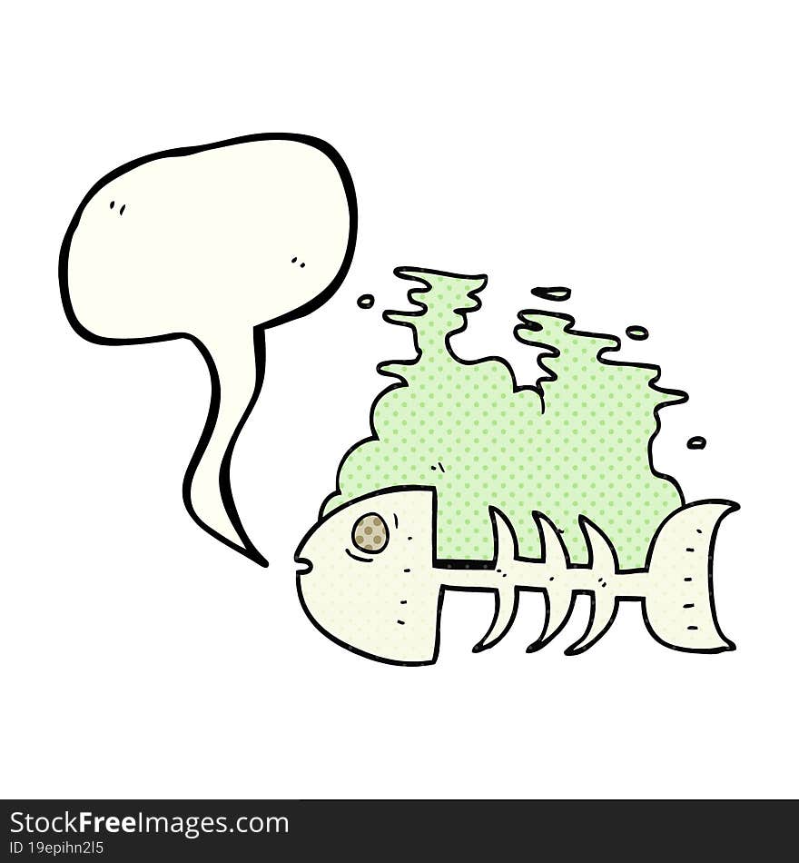 freehand drawn comic book speech bubble cartoon fish bones