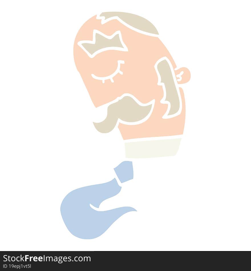 flat color style cartoon man with mustache