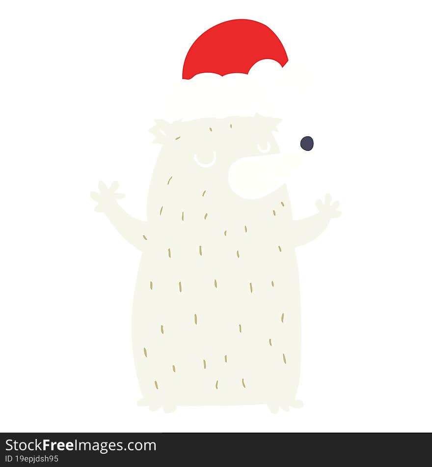 cute flat color style cartoon christmas bear