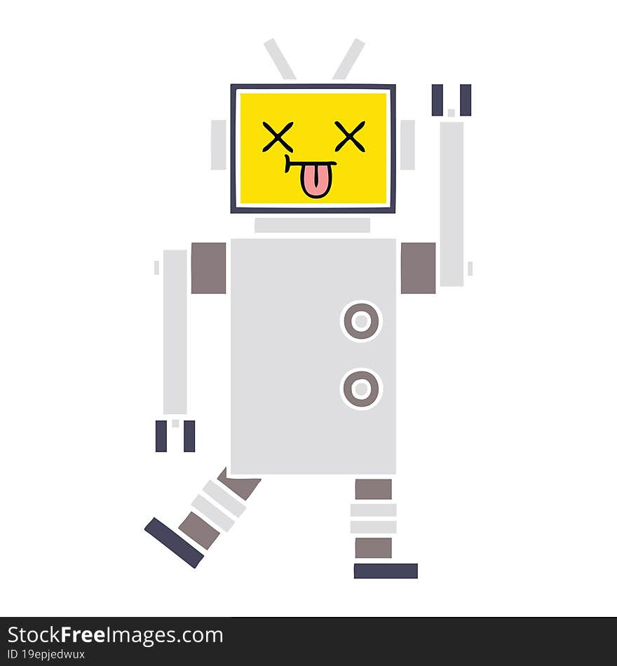 flat color retro cartoon of a robot